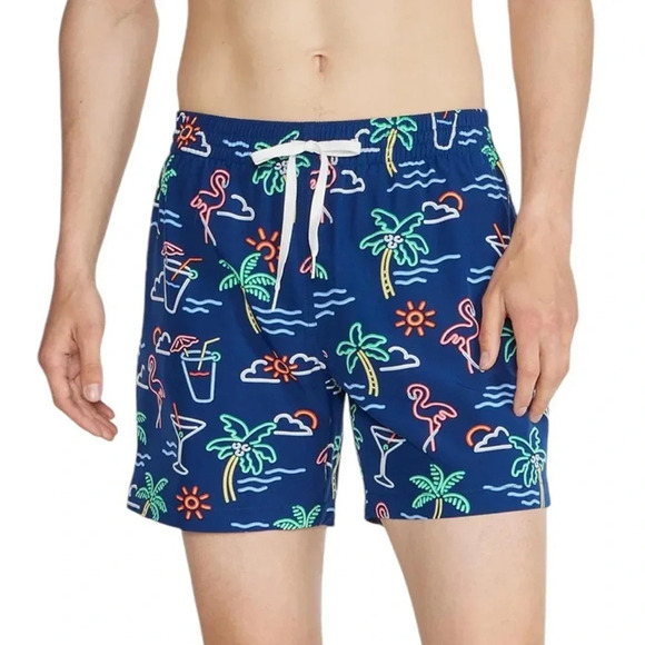 NEW Chubbies The Neon Lights Stretch Swim Trunks 5.5” Inseam Navy Size Medium - Picture 2 of 16